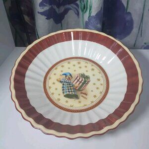 BOXED Villeroy & Boch Toy's Fantasy Christmas Candy Bowl Ruffled Edge Clown